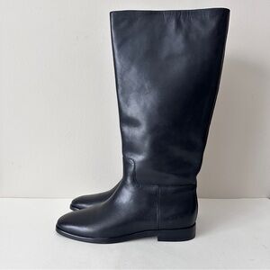 NEW Vince Margaret Black Leather Knee-High Wide Calf Leather Boots, Sz 7M